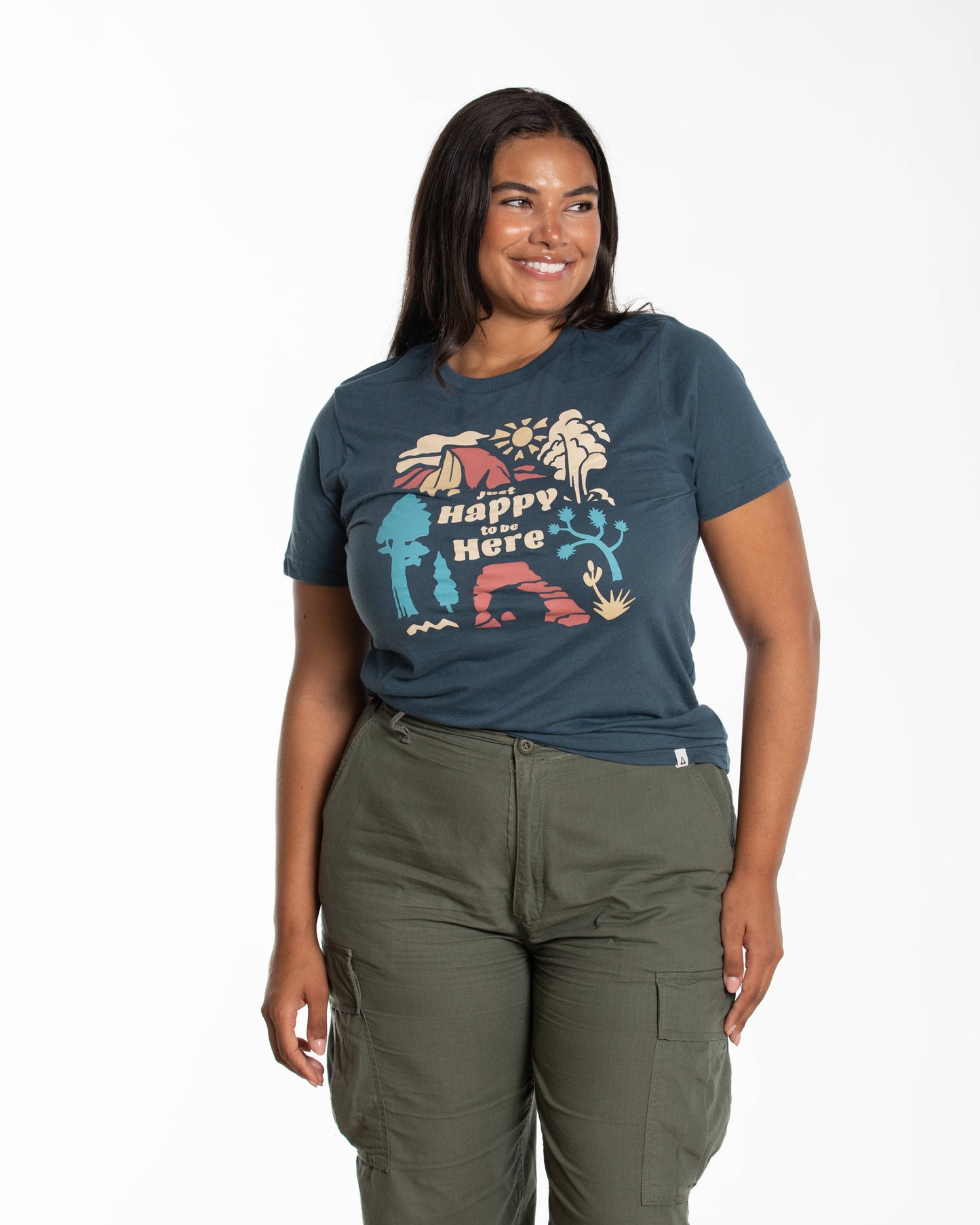 Just Happy to Be Here T-shirt: XS, Canyon