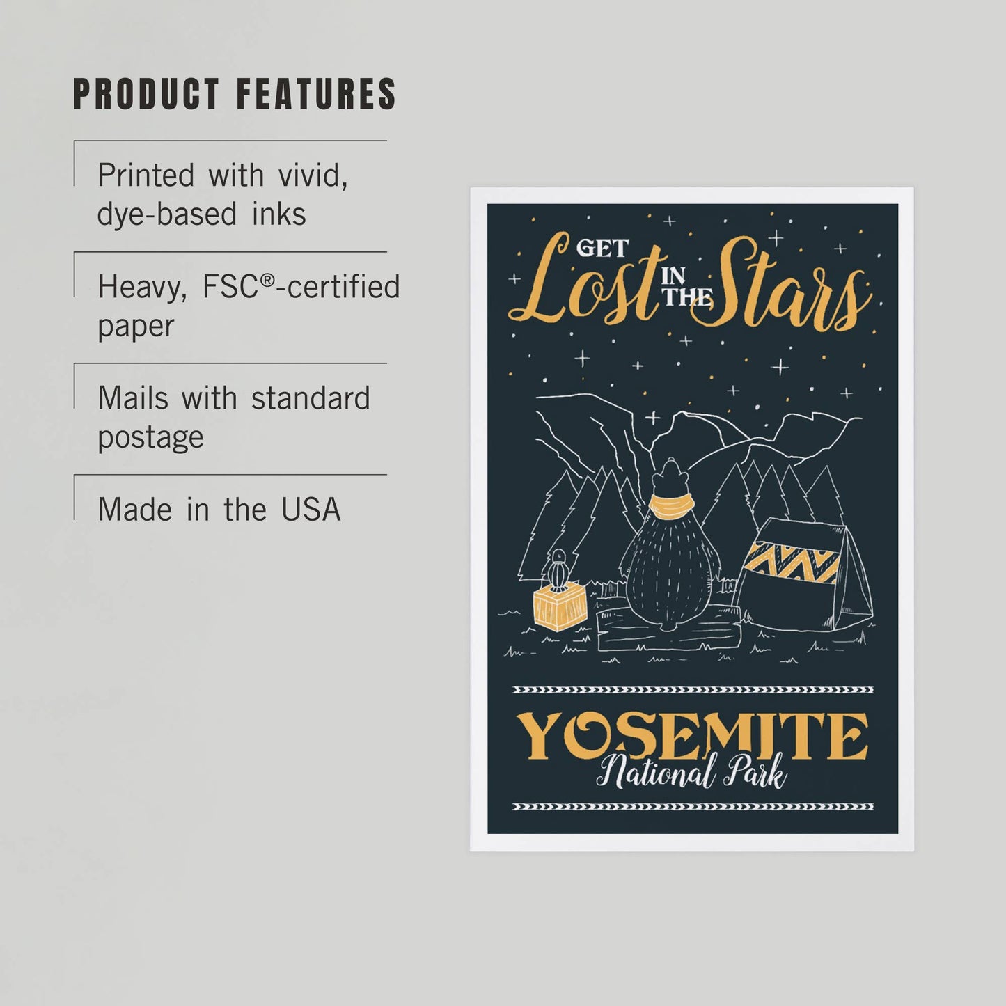 PREMIUM POSTCARDS Yosemite National Park Bear Stargazing