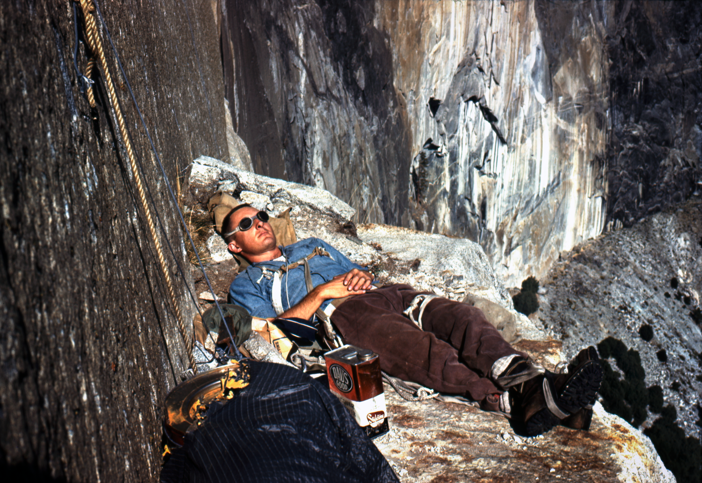 Wayne Merry on El Cap Ledge - First ascent of El Capitan 1958 | Photo Print