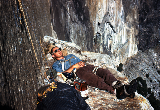 Wayne Merry on El Cap Ledge - First ascent of El Capitan 1958 | Photo Print