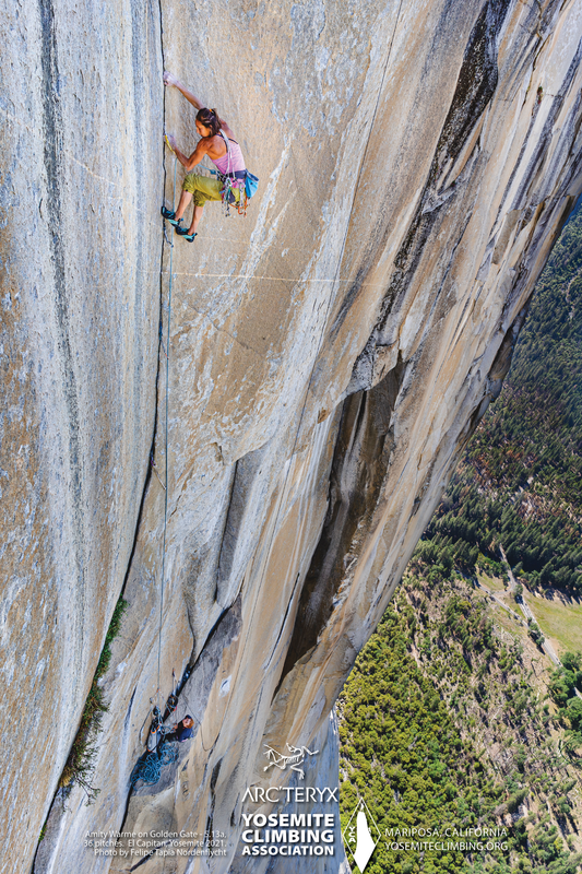 Amity Warme on Golden Gate, El Capitan, Yosemite. | 16" x 24" Poster SIGNED and FRAMED | Free Shipping