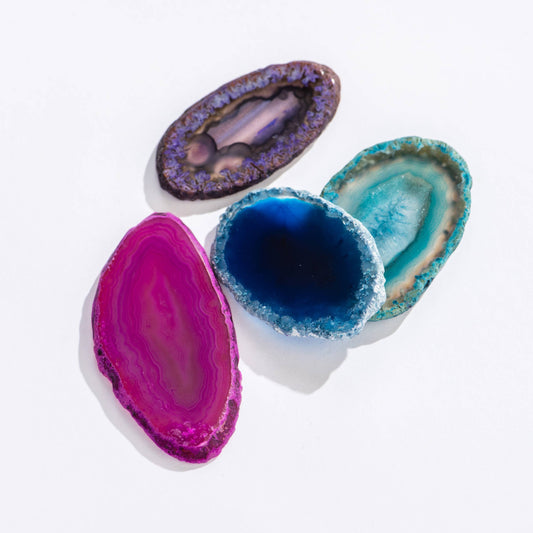 Dyed Agate Slice Crystals - 36 pcs, 1”- 2”