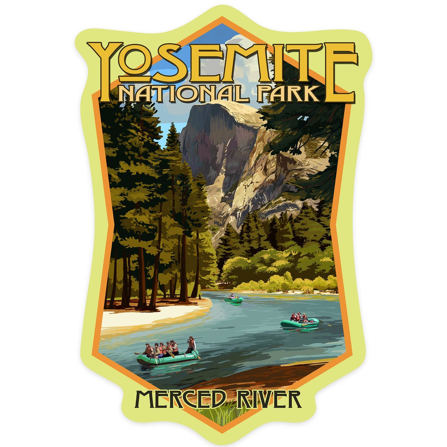 STICKER Yosemite National Park ,CA Merced River Rafting