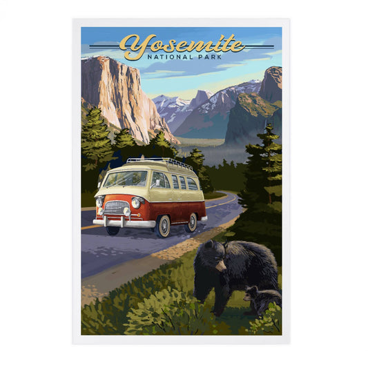 PREMIUM POSTCARDS Yosemite National Park, CA, Camper Van