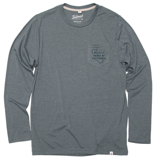 Explore California Long Sleeve Pocket T-shirt: XS, Manatee