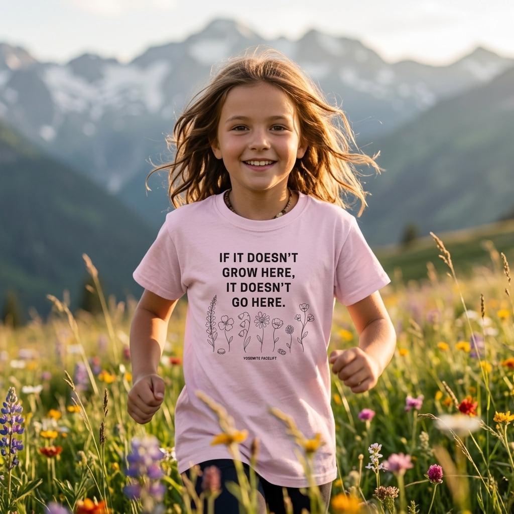 Facelift 2026 | If it Doesn't Grow Here | Classic Kids Crewneck T-shirt | Artwork on Front.